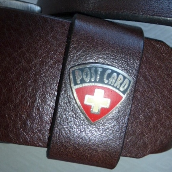 New PostCard ITALY LEATHER ENAMEL CROSS CREST brown Belt M ski main image 6